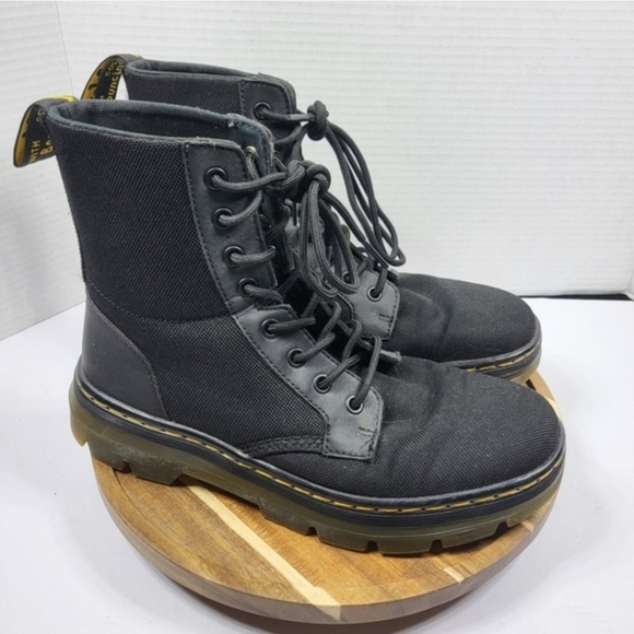 Dr. Martens Combs Canvas Black Lace Up Combat Boots W8/M6 Unisex